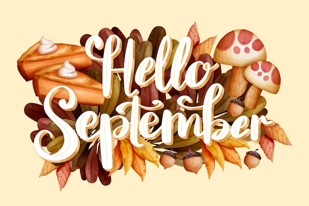 Lettering acquerello ciao settembre