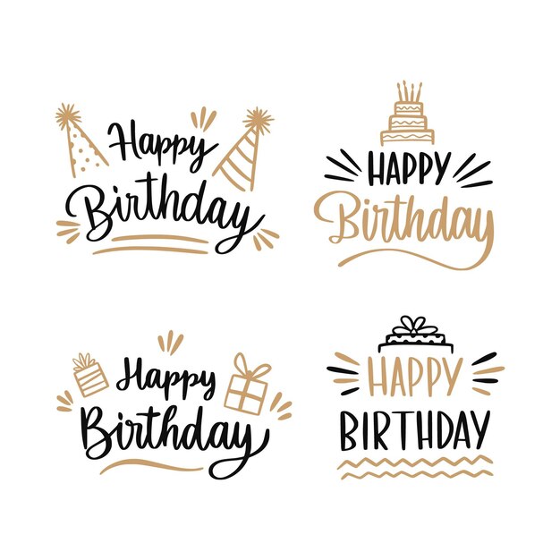 Lettering collezione di badge di compleanno