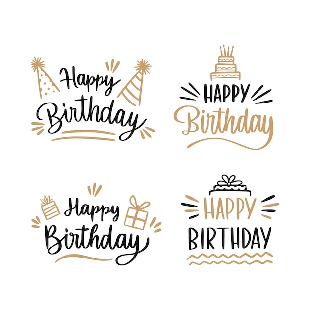 Lettering collezione di badge di compleanno