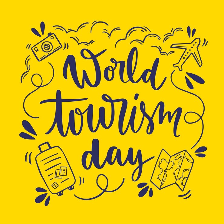 Vettore gratuito lettering della giornata mondiale del turismo