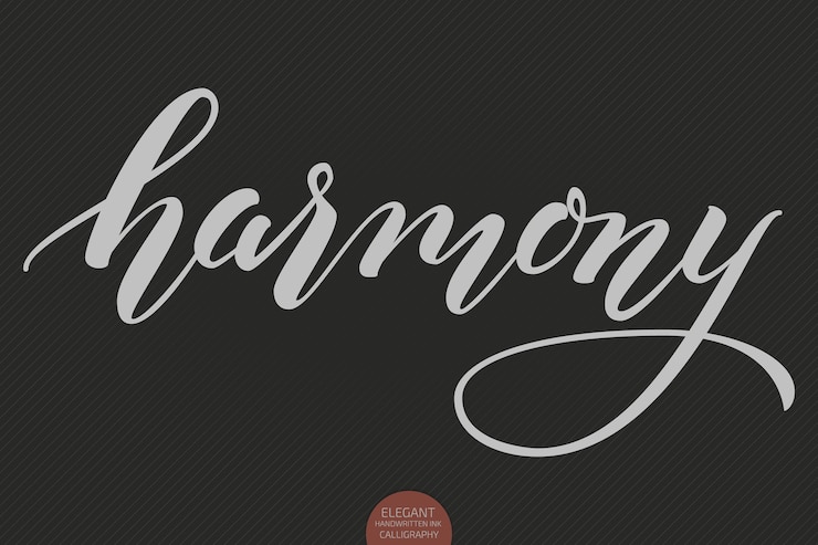 Vettore gratuito lettering disegnato a mano - armonia. elegante calligrafia manoscritta moderna. illustrazione di inchiostro vettoriale.