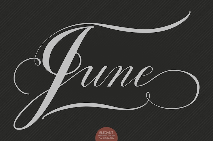 Vettore gratuito lettering disegnato a mano giugno. elegante calligrafia manoscritta moderna. illustrazione di inchiostro vettoriale.