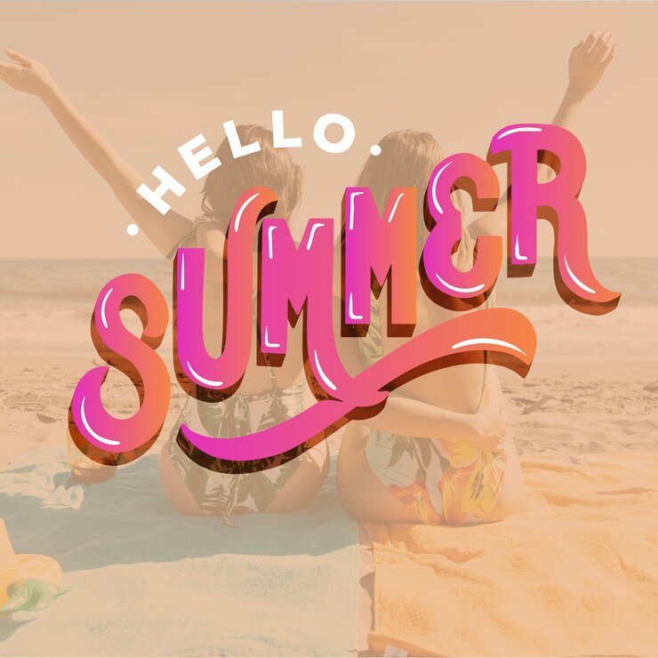Vettore gratuito lettering estivo con foto