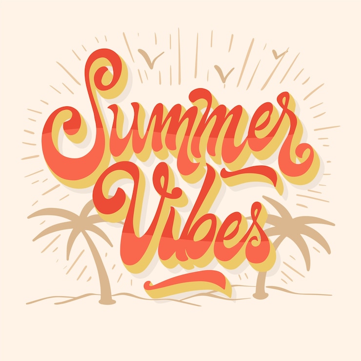 Vettore gratuito lettering estivo con palme