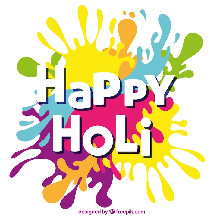 Vettore gratuito lettering felice holi sfondo
