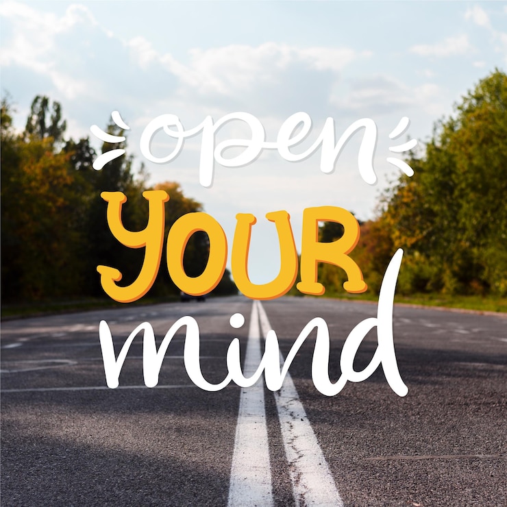 Vettore gratuito lettering mente positiva con foto