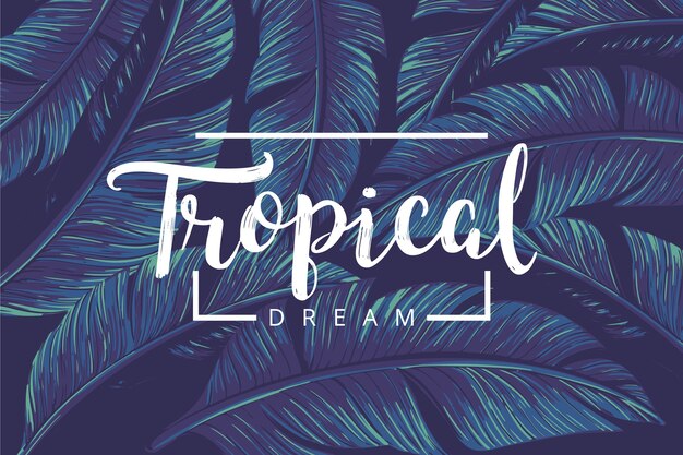 Lettering tropicale con foglie