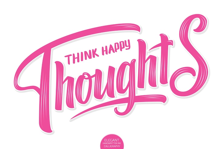 Vettore gratuito lettering volumetrico vettoriale - think happy thoughts
