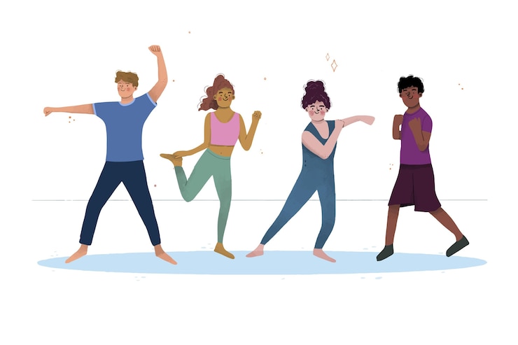 Vettore gratuito lezione di fitness danza disegnata a mano piatta