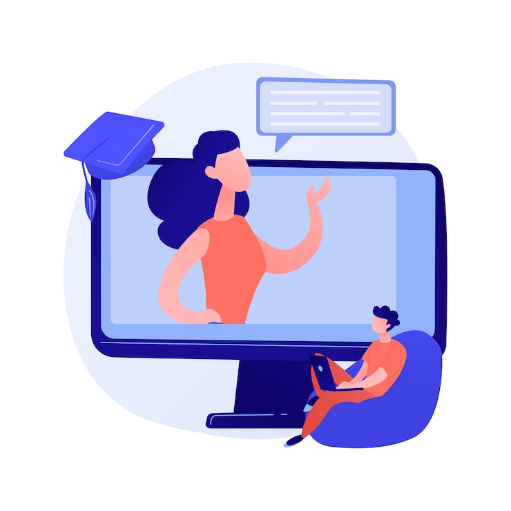Vettore gratuito lezioni in linea. opportunità di apprendimento a distanza, autoeducazione, corsi internet. tecnologie di e learning