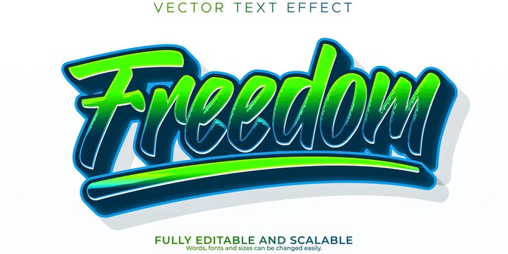 Vettore gratuito libertà elegante effetto testo modificabile moderno lettering tipografia font style
