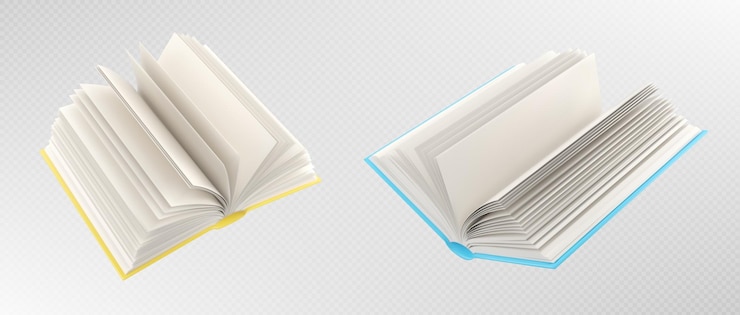 Vettore gratuito libri aperti 3d con pagine bianche vuote
