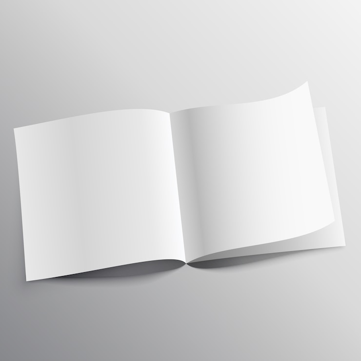 Vettore gratuito libro aperto con disegno di modello mockup curl della pagina