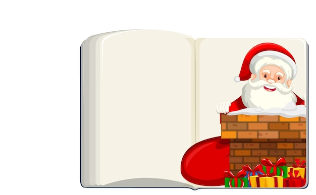 Libro bianco aperto con Babbo Natale