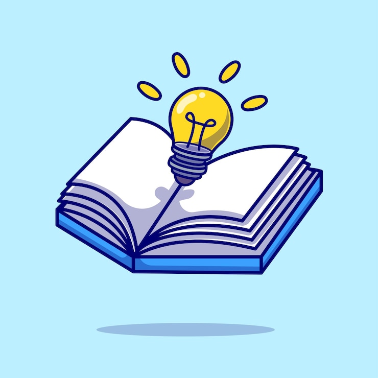Vettore gratuito libro con lampadina fumetto icona vettore. concetto di icona di educazione oggetto isolato vettore premium. stile cartone animato piatto