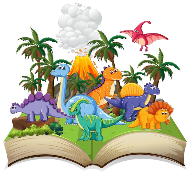 Libro di dinosauro nella foresta