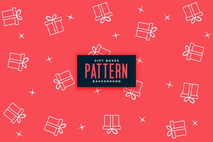 Vettore gratuito line art giftbox pattern background per la prossima celebrazione vettoriale