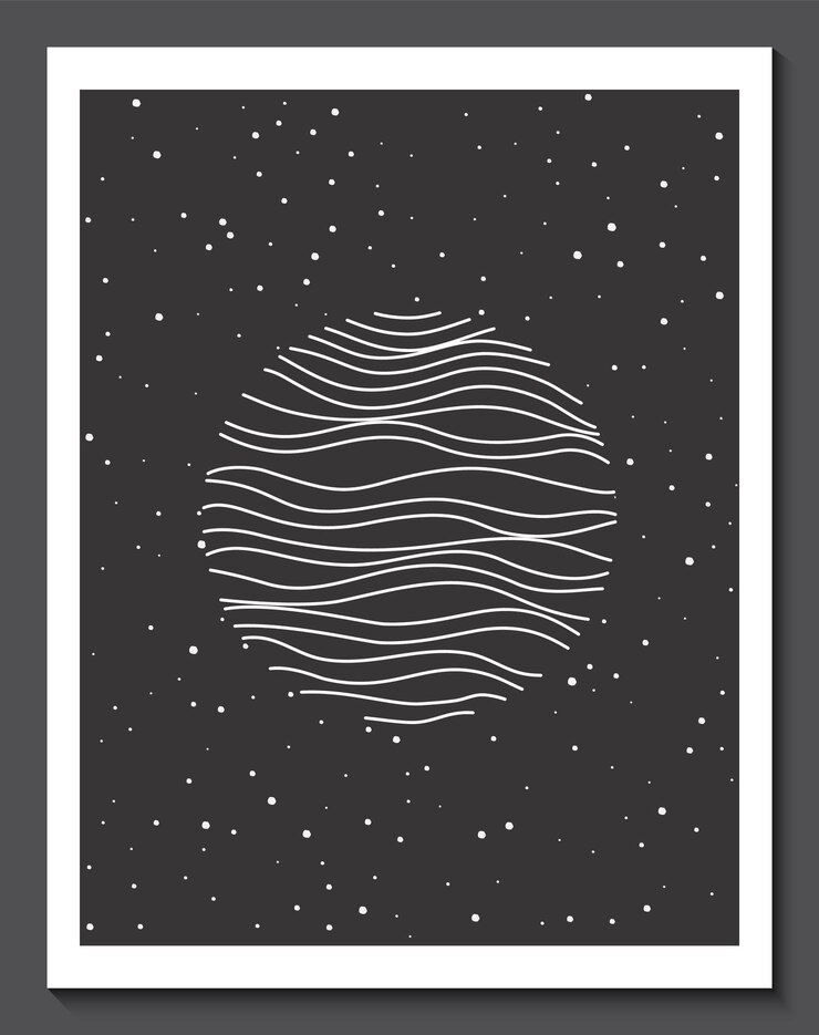 Line art poster Disegno a mano minimalista creativo boho wall decor forme Grafica moderna con linea Vector