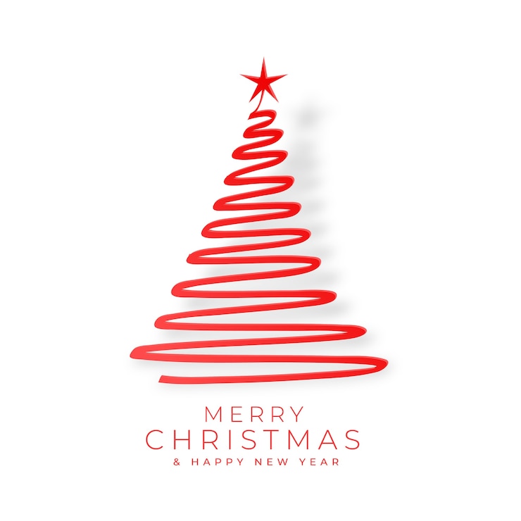 Vettore gratuito linea creativa albero di natale con sfondo di stelle