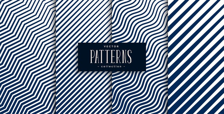 Vettore gratuito linee geometriche a zig-zag motivo ondulato set di quattro