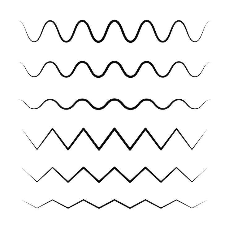 Vettore gratuito linee puntate ondulate e zig-zag
