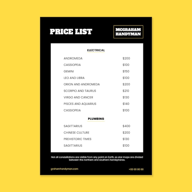 Listino prezzi tuttofare semplice