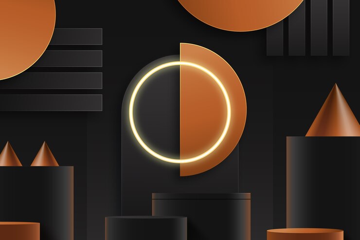 Vettore gratuito lo sfondo del podio a luce neon realistico