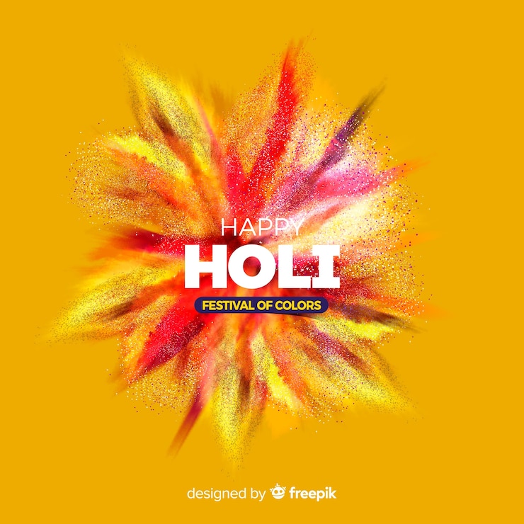 Vettore gratuito lo sfondo realistico dell'esplosione del festival di holi