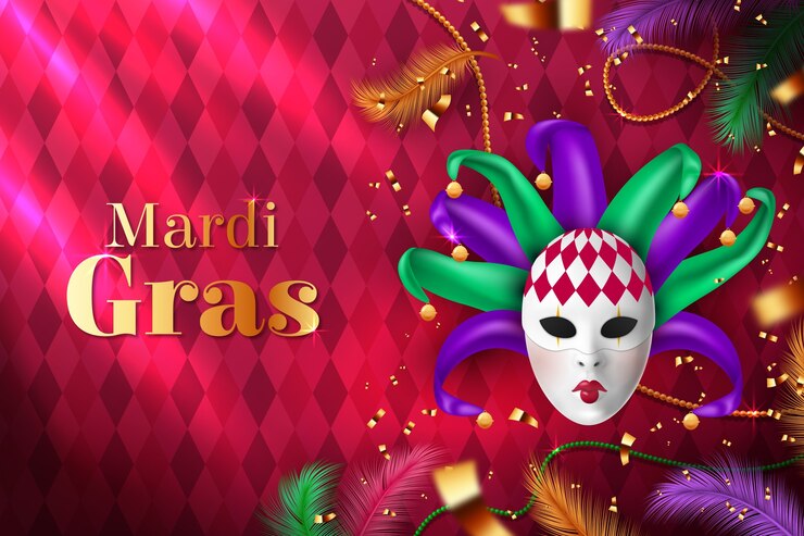 Vettore gratuito lo sfondo realistico della festa del mardi gras