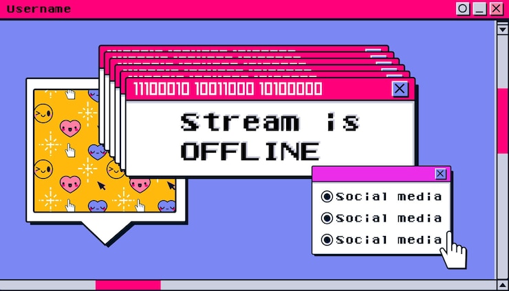 Vettore gratuito lo streaming è un layout del banner di sfondo twitch offline