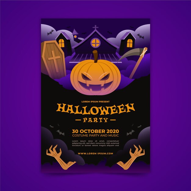 Locandina festa di halloween design piatto