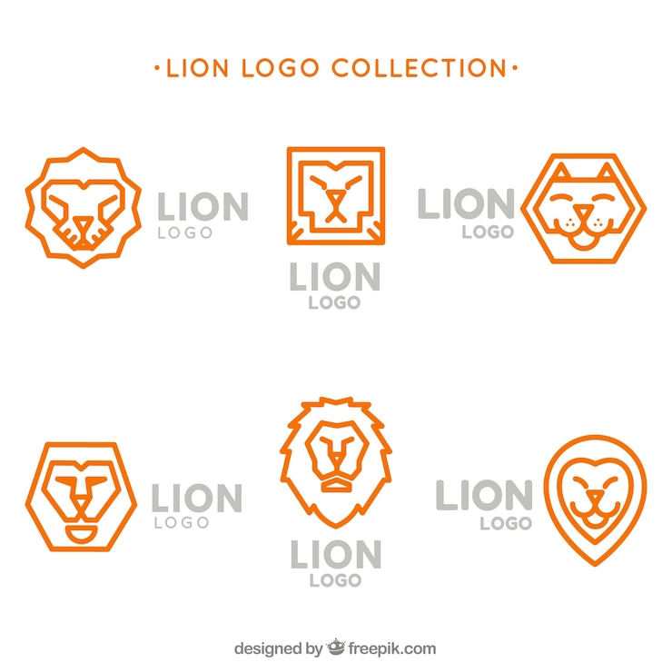 Vettore gratuito loghi del leone, colore arancione