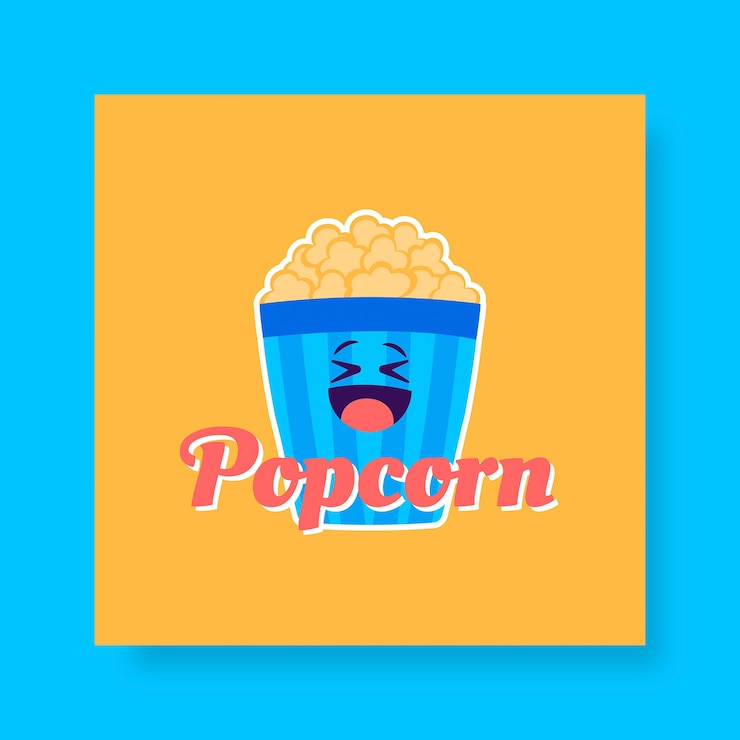 Vettore gratuito logo colorato e divertente di popcorn