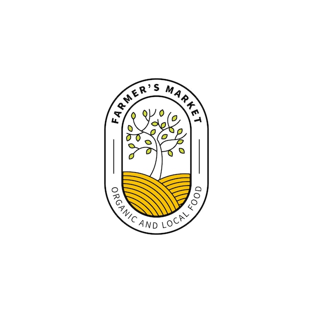 Logo del mercato degli agricoltori di design piatto