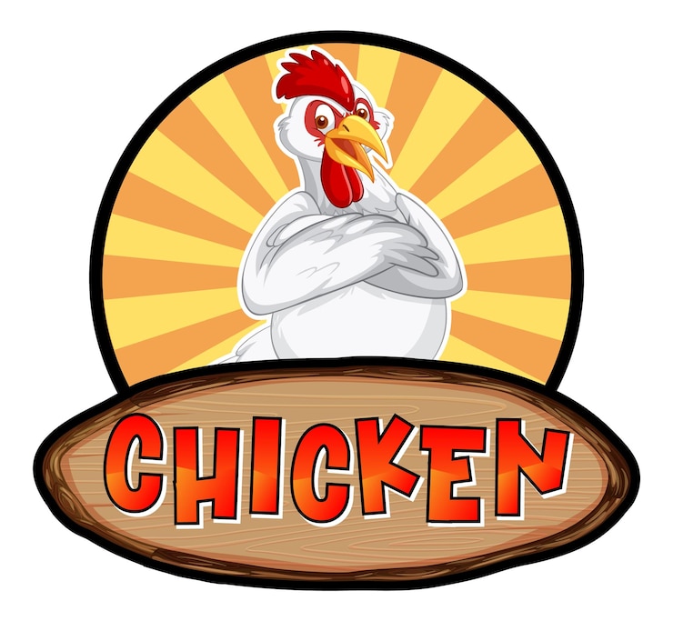 Vettore gratuito logo del personaggio dei cartoni animati di pollo