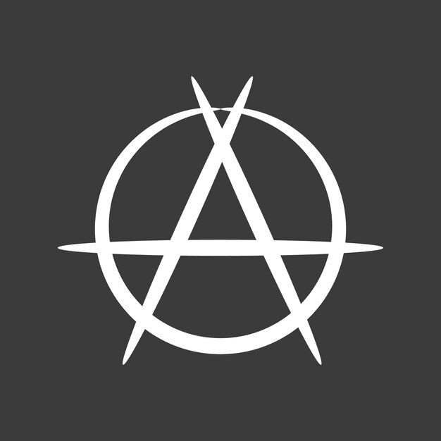 Logo del simbolo dell'anarchia dal design piatto