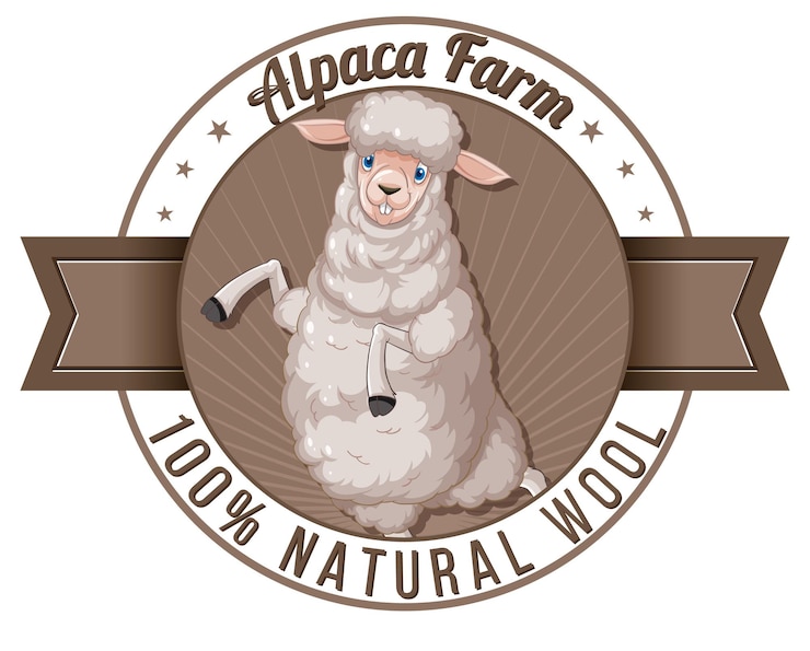 Vettore gratuito logo della fattoria di alpaca per prodotti in lana