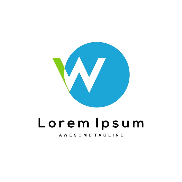 Vettore gratuito logo della lettera commerciale w a colori