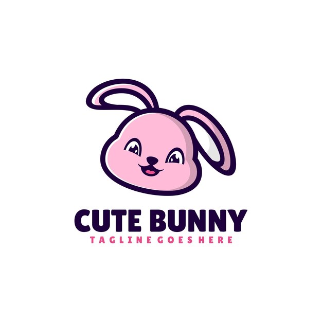 Logo della mascotte del disegno vettoriale simpatico coniglietto