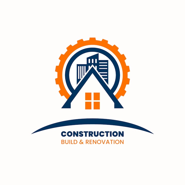 Vettore gratuito logo della società di costruzioni design piatto