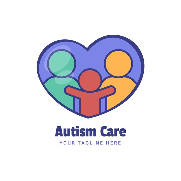 Logo di autismo design piatto disegnato a mano