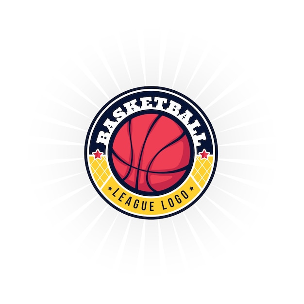 Logo di basket design piatto disegnato a mano