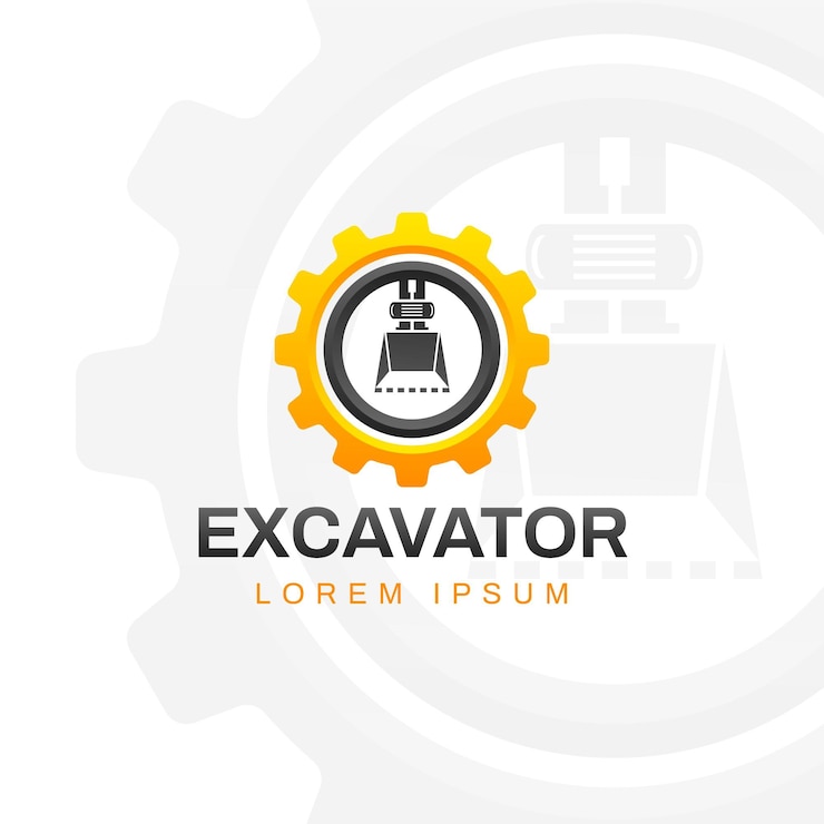 Vettore gratuito logo di costruzione dell'escavatore