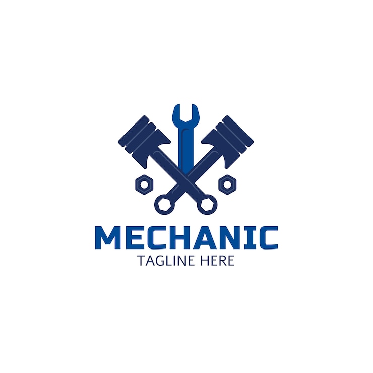 Vettore gratuito logo di ingegneria meccanica design piatto
