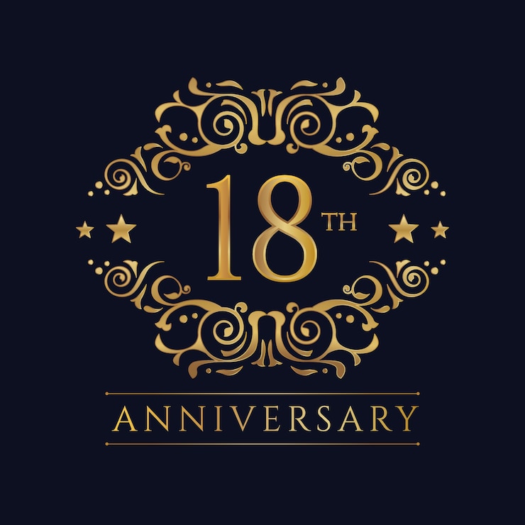 Vettore gratuito logo di lusso del 18 ° anniversario