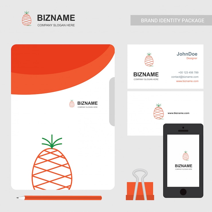 Vettore gratuito logo e biglietto da visita di ananas