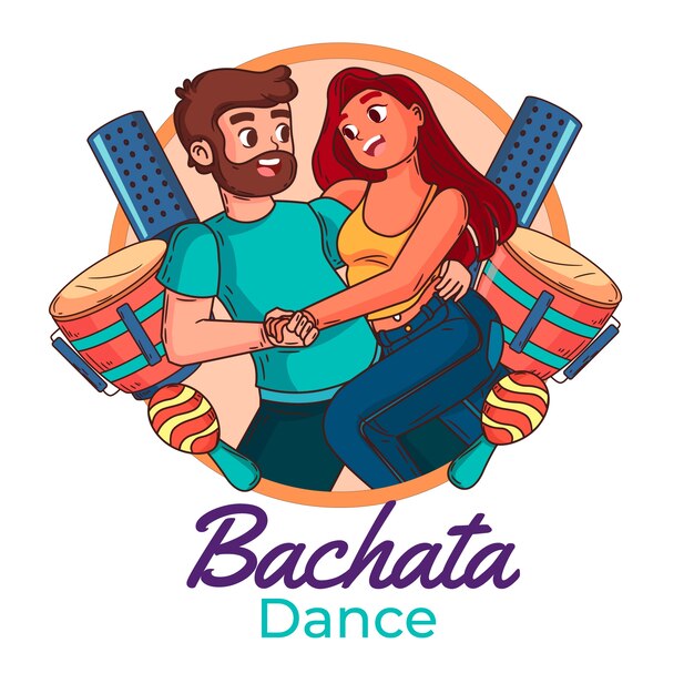 Logo e distintivo di bachata disegnati a mano