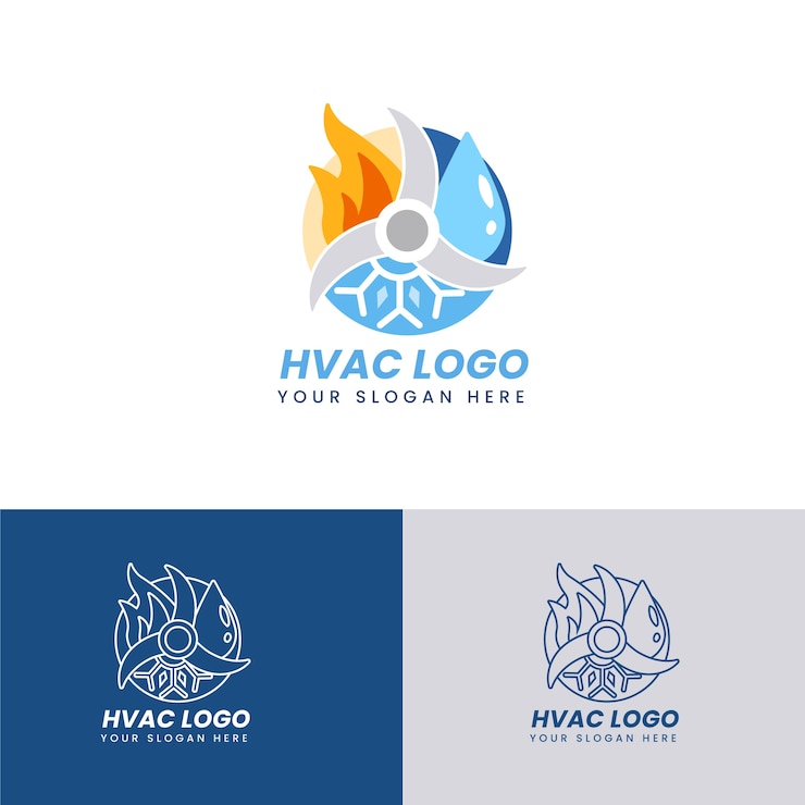 Vettore gratuito logo hvac design piatto disegnato a mano