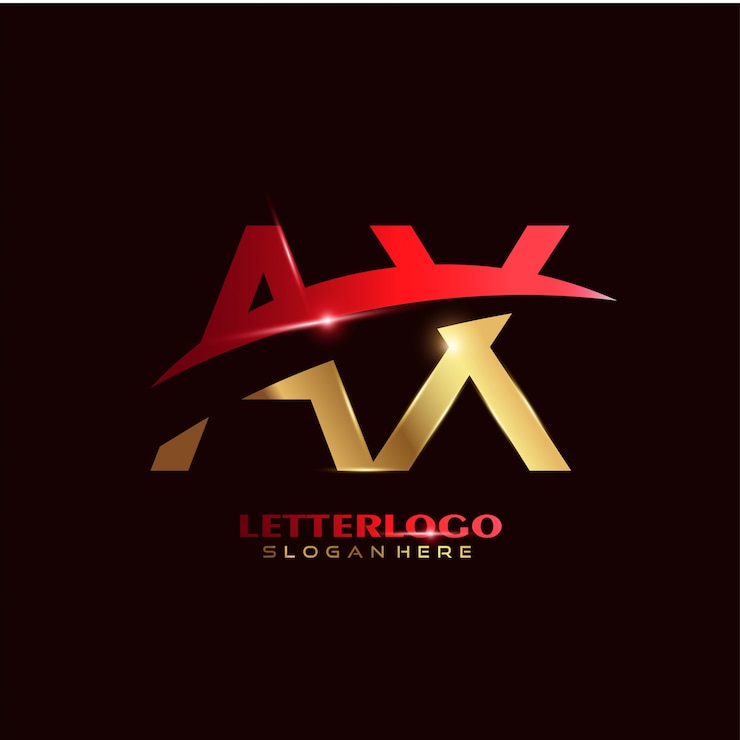 Vettore gratuito logo iniziale della lettera ax con design swoosh per il logo aziendale e aziendale.