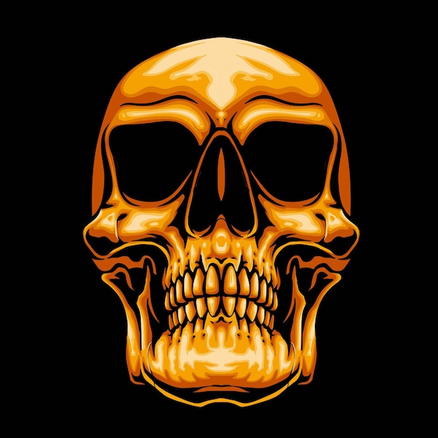 Logo jpg di vettore della testa dell'oro del cranio